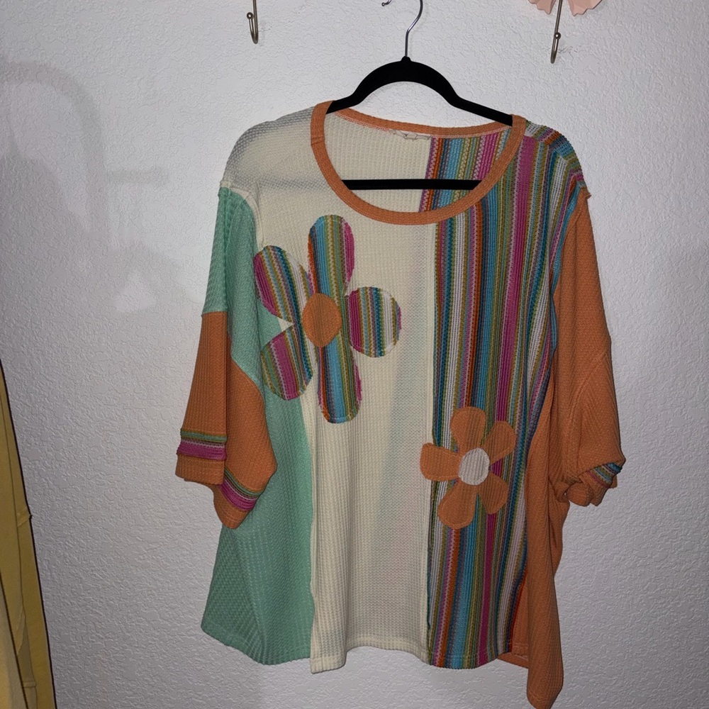 Easel Multicolor Floral Patchwork Sweatshirt - image 1